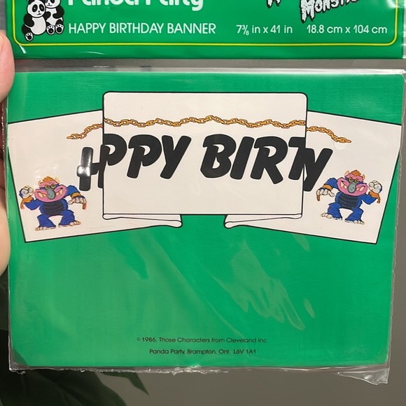 Vintage 1980 1986 Happy Birthday Banner My Pet Monster Characters Cleveland Rare - Picture 8 of 8